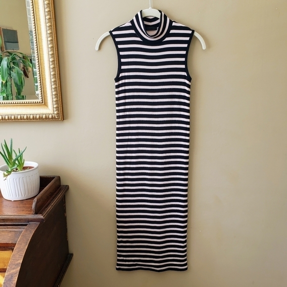 ATM Anthony Thomas Melillo Sleeveless Striped Mock Neck Ribbed Knit Dress XS - Picture 4 of 9